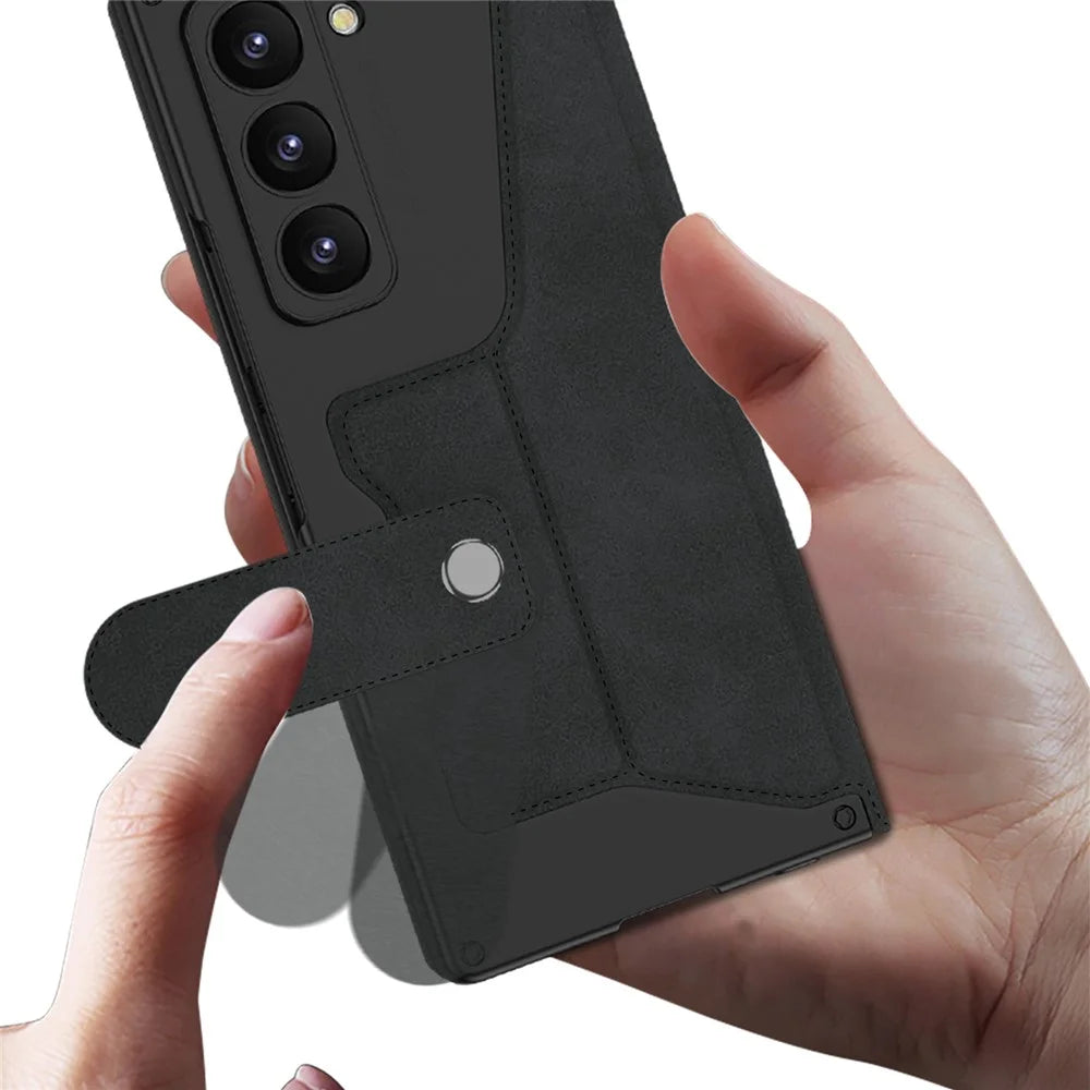GKK For Samsung Galaxy Z Fold6 5G Kickstand Case Pencil Slot PC+PU Phone Cover with Screen Film - Black - 4