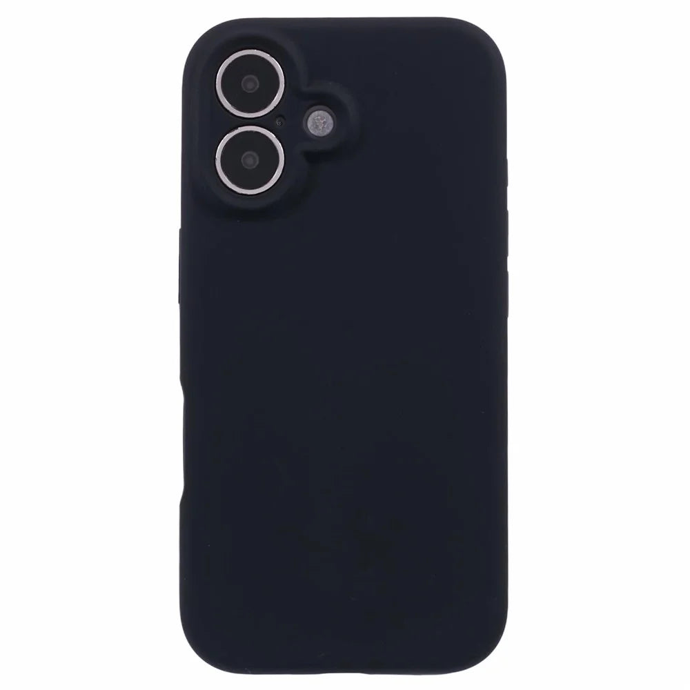 For iPhone 16 Case PC+Liquid Silicone Protective Phone Cover with Microfiber Lining - Black - 3