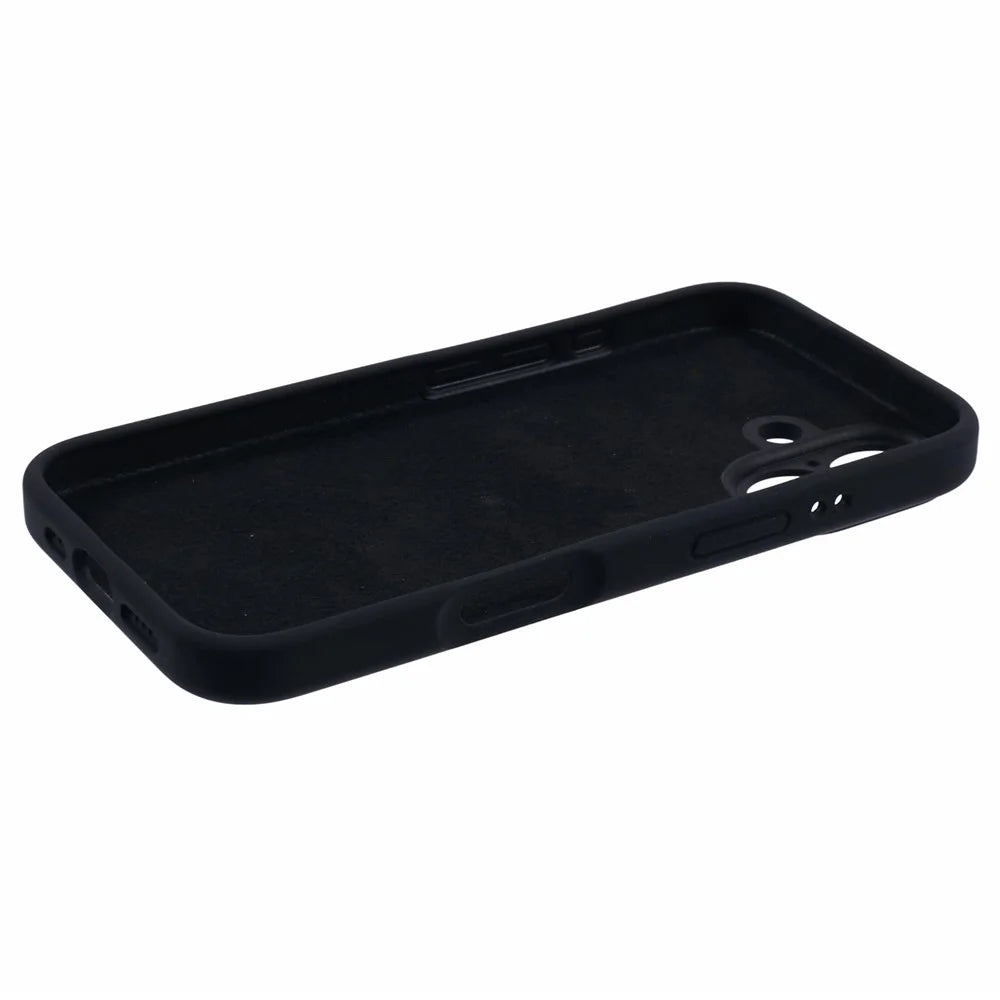 For iPhone 16 Case PC+Liquid Silicone Protective Phone Cover with Microfiber Lining - Black - 4