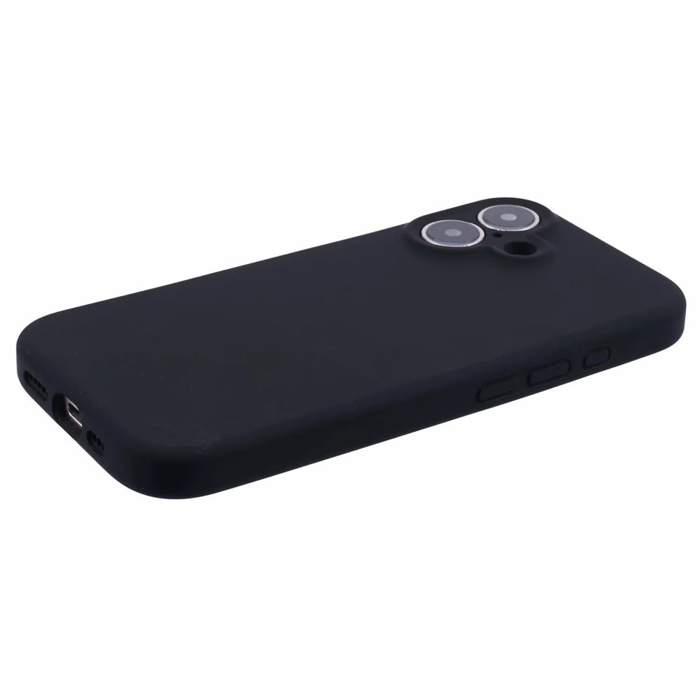 For iPhone 16 Case PC+Liquid Silicone Protective Phone Cover with Microfiber Lining - Black - 5