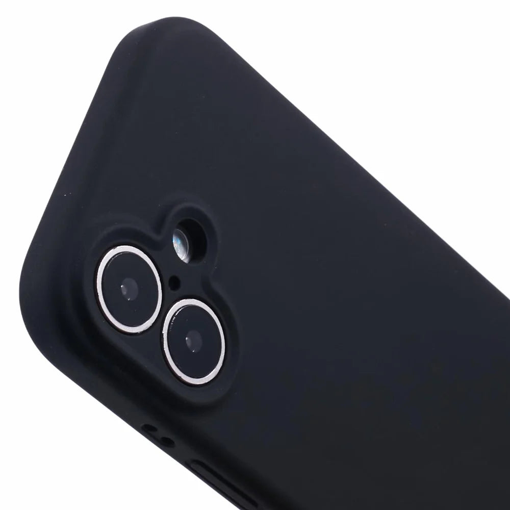 For iPhone 16 Case PC+Liquid Silicone Protective Phone Cover with Microfiber Lining - Black - 6