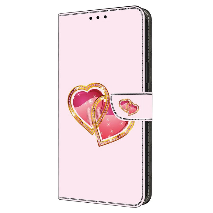 For Samsung Galaxy S24 FE Case Pattern Printed Protective Leather Flip Phone Case - Love Peach - 6