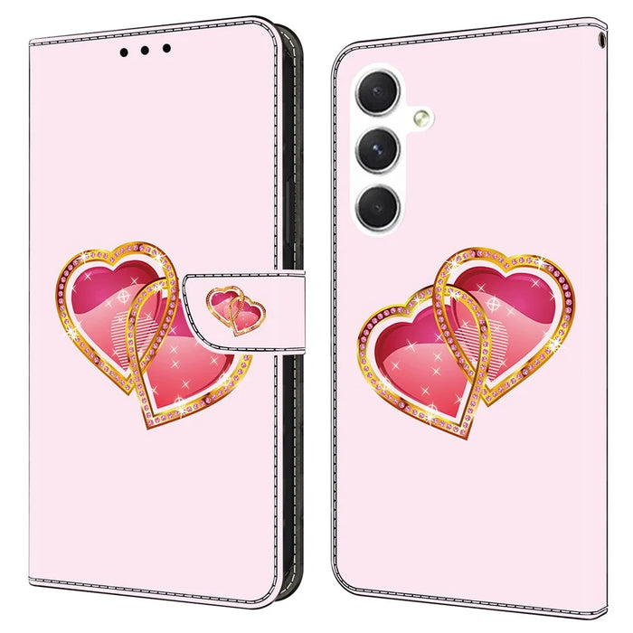 For Samsung Galaxy A16 5G / A16 4G Case Pattern Printed Protective Leather Flip Phone Case - Love Peach - 1