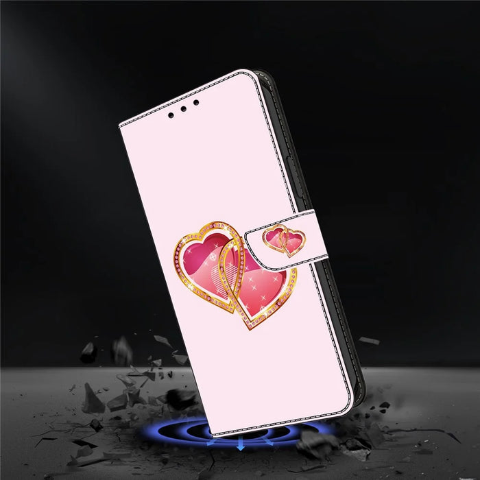 For Samsung Galaxy A16 5G / A16 4G Case Pattern Printed Protective Leather Flip Phone Case - Love Peach - 4