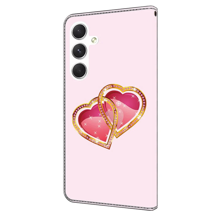 For Samsung Galaxy A16 5G / A16 4G Case Pattern Printed Protective Leather Flip Phone Case - Love Peach - 7