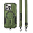For iPhone 16 Pro Max Case Compatible with MagSafe TPU+PC Kickstand Phone Cover with Strap - Army Green - 1