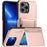 For iPhone 13 Pro Cases Card Slot TPU+PC Kickstand Phone Case - Rose Gold - 1