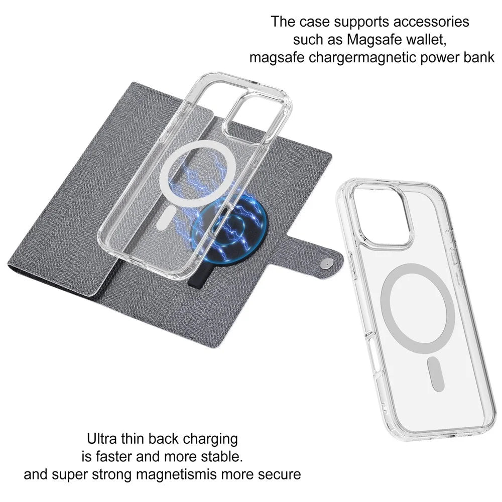 VILI GBS-C Series for iPhone 16 Pro Max Case Detachable PU Leather Magnetic Phone Cover - Black - 6