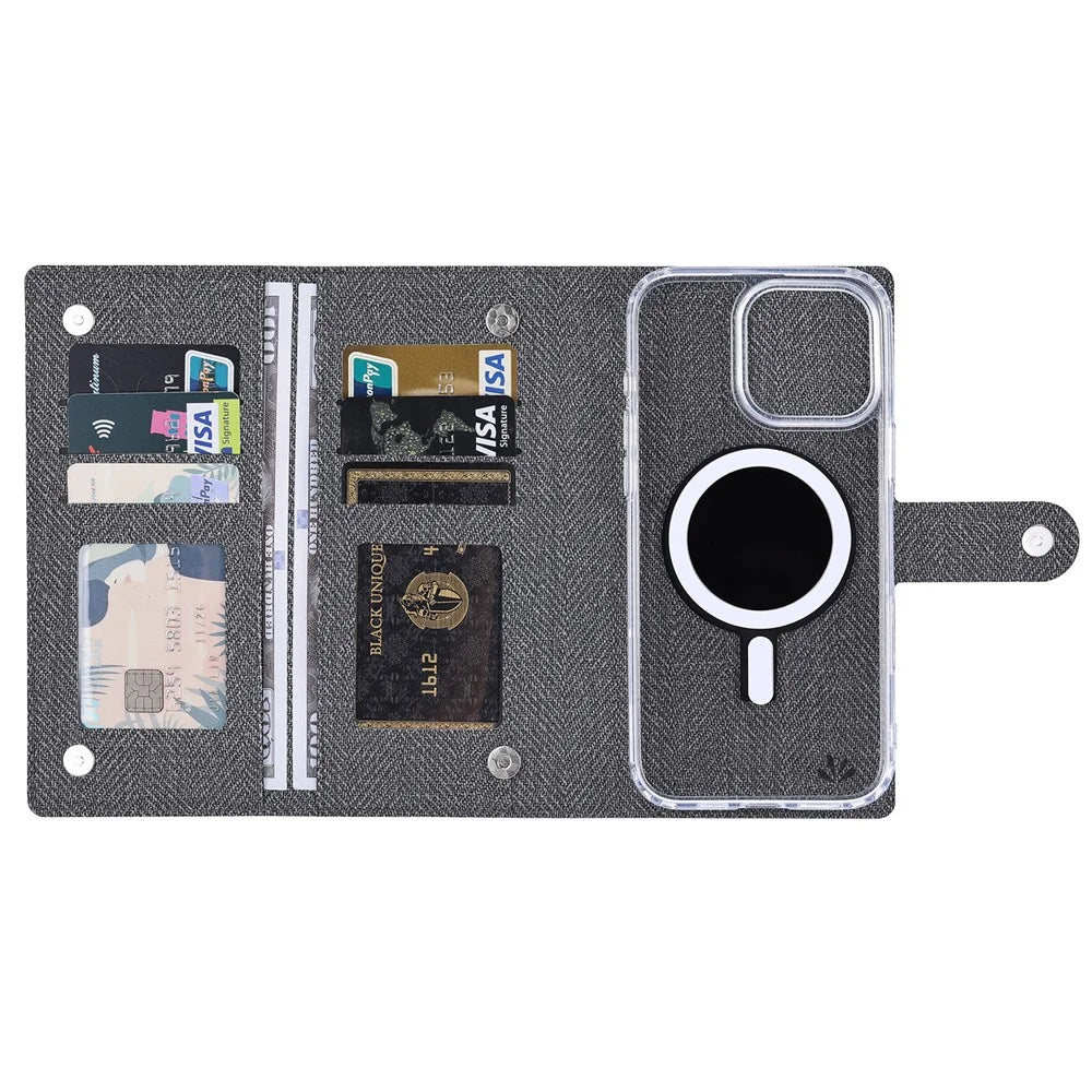 VILI GBS-C Series for iPhone 16 Pro Case Detachable PU Leather Magnetic Phone Cover - Black - 2