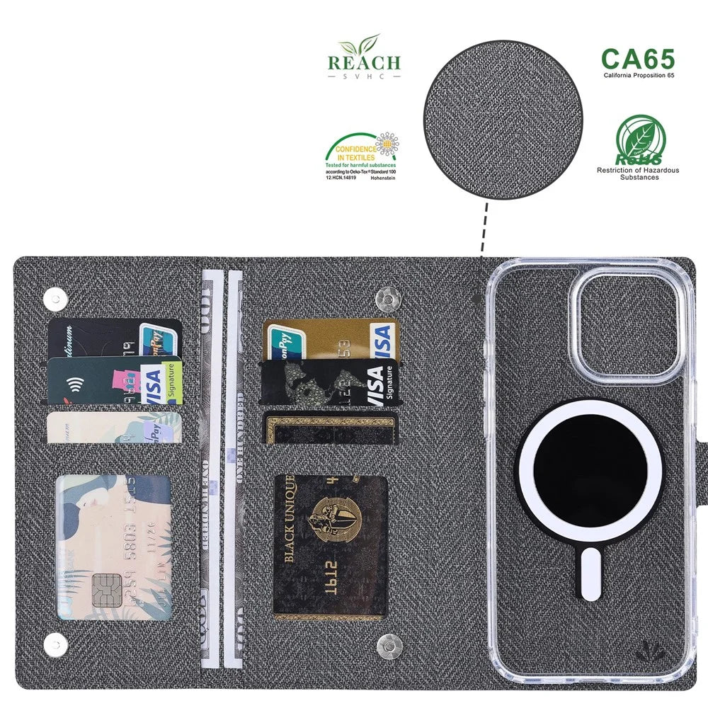 VILI GBS-C Series for iPhone 16 Pro Case Detachable PU Leather Magnetic Phone Cover - Black - 3