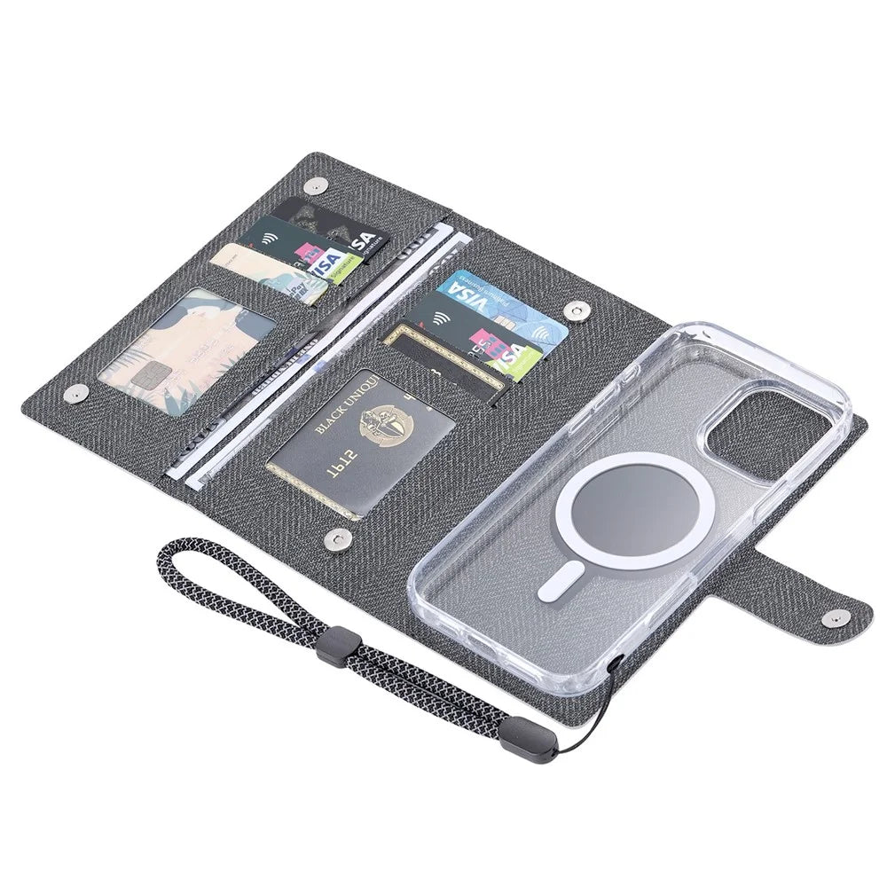 VILI GBS-C Series for iPhone 16 Pro Case Detachable PU Leather Magnetic Phone Cover - Black - 5