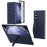 For Samsung Galaxy Z Fold5 5G Case Kickstand Wristband PC Phone Cover with Tempered Glass Film - Blue - 1