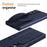 For Samsung Galaxy Z Fold5 5G Case Kickstand Wristband PC Phone Cover with Tempered Glass Film - Blue - 6