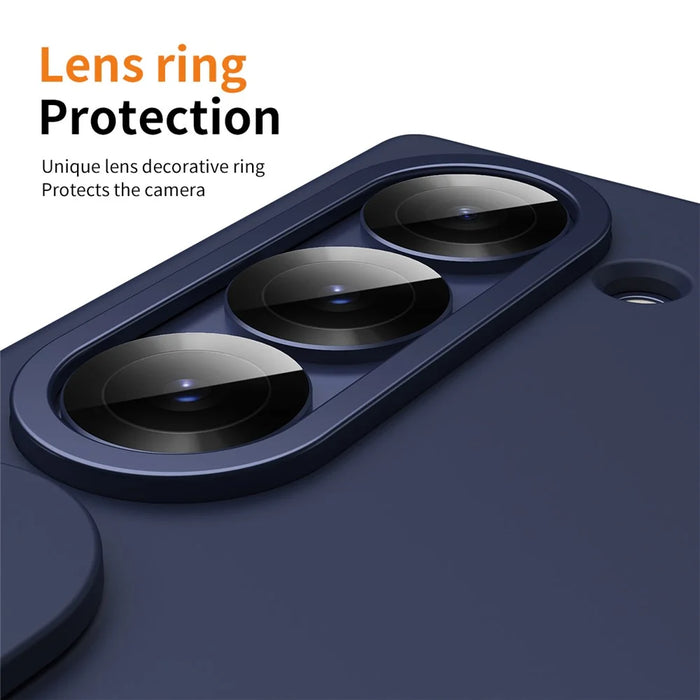 For Samsung Galaxy Z Fold5 5G Case Kickstand Wristband PC Phone Cover with Tempered Glass Film - Blue - 7