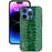 ABEEL For iPhone 16 Pro Max Case Crocodile Texture Genuine Cow Leather+TPU+PC Phone Cover - Green - 2
