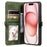 Style 016 For iPhone 15 Case Skin Feel Totem Imprinted Wallet Leather Phone Cover - Blackish Green - 2