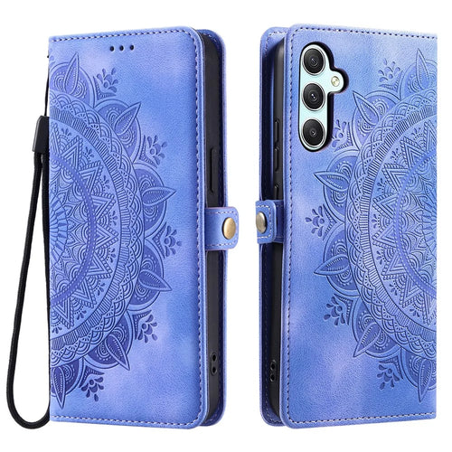 Style 016 For Samsung Galaxy A16 5G / A16 4G Case Skin Feel Totem Imprinted Wallet Leather Phone Cover - Purple - 1