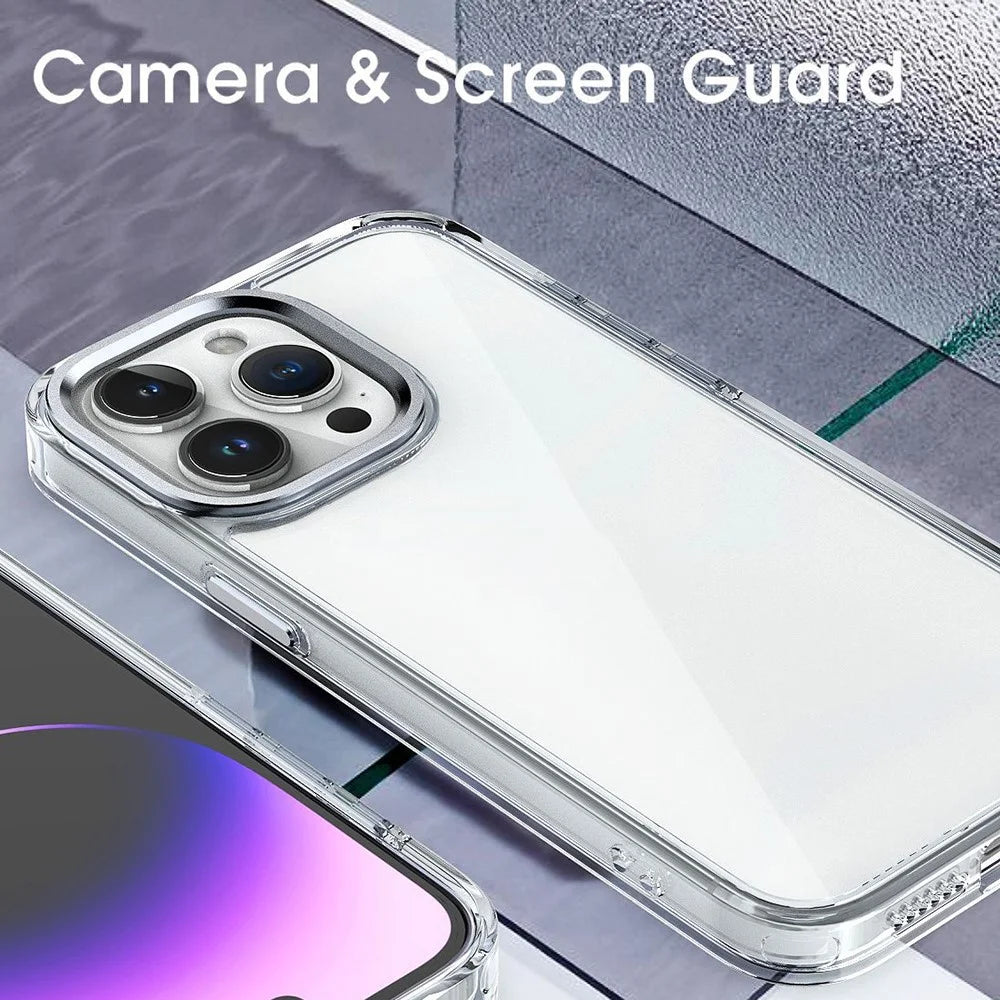 For iPhone 16 Pro Max Clear Case Shockproof TPU+PC Hybrid Phone Cover - Transparent - 6