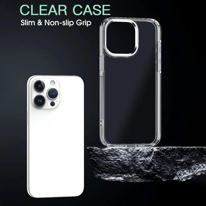 For iPhone 16 Pro Clear Case Shockproof TPU+PC Hybrid Phone Cover - Transparent - 3