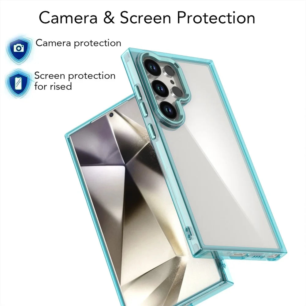 For Samsung Galaxy S24 Ultra Case Shockproof TPU+PC Hybrid Clear Phone Cover - Blue - 4
