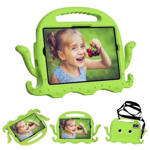For Samsung Galaxy Tab A11+ / A9+ / S7 / S8 / S9 / S10 FE / S9 FE / Redmi Pad SE / Pad 2 11 / Pad 6 / Lenovo Tab K11 Gen 2 / Idea Tab / Xiaoxin Pad 11 2025 EVA Case Cartoon Octopus Tablet Cover - Green - 1