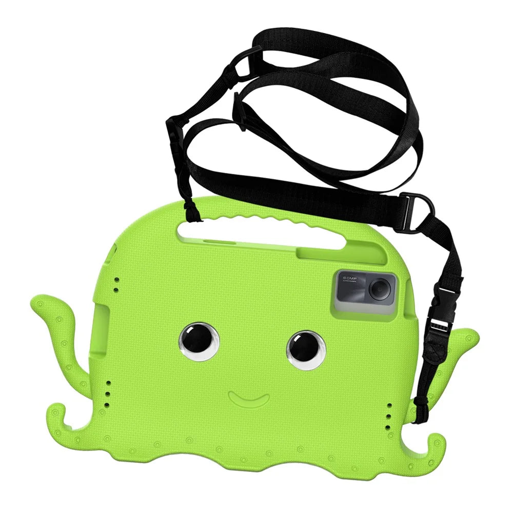 For Samsung Galaxy Tab A11+ / A9+ / S7 / S8 / S9 / S10 FE / S9 FE / Redmi Pad SE / Pad 2 11 / Pad 6 / Lenovo Tab K11 Gen 2 / Idea Tab / Xiaoxin Pad 11 2025 EVA Case Cartoon Octopus Tablet Cover - Green - 2
