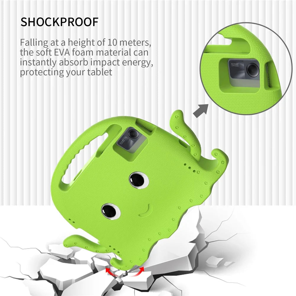 For Samsung Galaxy Tab A11+ / A9+ / S7 / S8 / S9 / S10 FE / S9 FE / Redmi Pad SE / Pad 2 11 / Pad 6 / Lenovo Tab K11 Gen 2 / Idea Tab / Xiaoxin Pad 11 2025 EVA Case Cartoon Octopus Tablet Cover - Green - 4