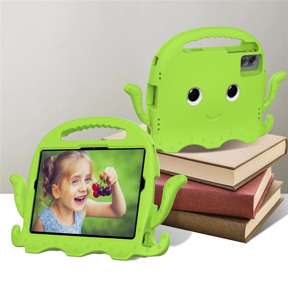 For Samsung Galaxy Tab A11+ / A9+ / S7 / S8 / S9 / S10 FE / S9 FE / Redmi Pad SE / Pad 2 11 / Pad 6 / Lenovo Tab K11 Gen 2 / Idea Tab / Xiaoxin Pad 11 2025 EVA Case Cartoon Octopus Tablet Cover - Green - 5