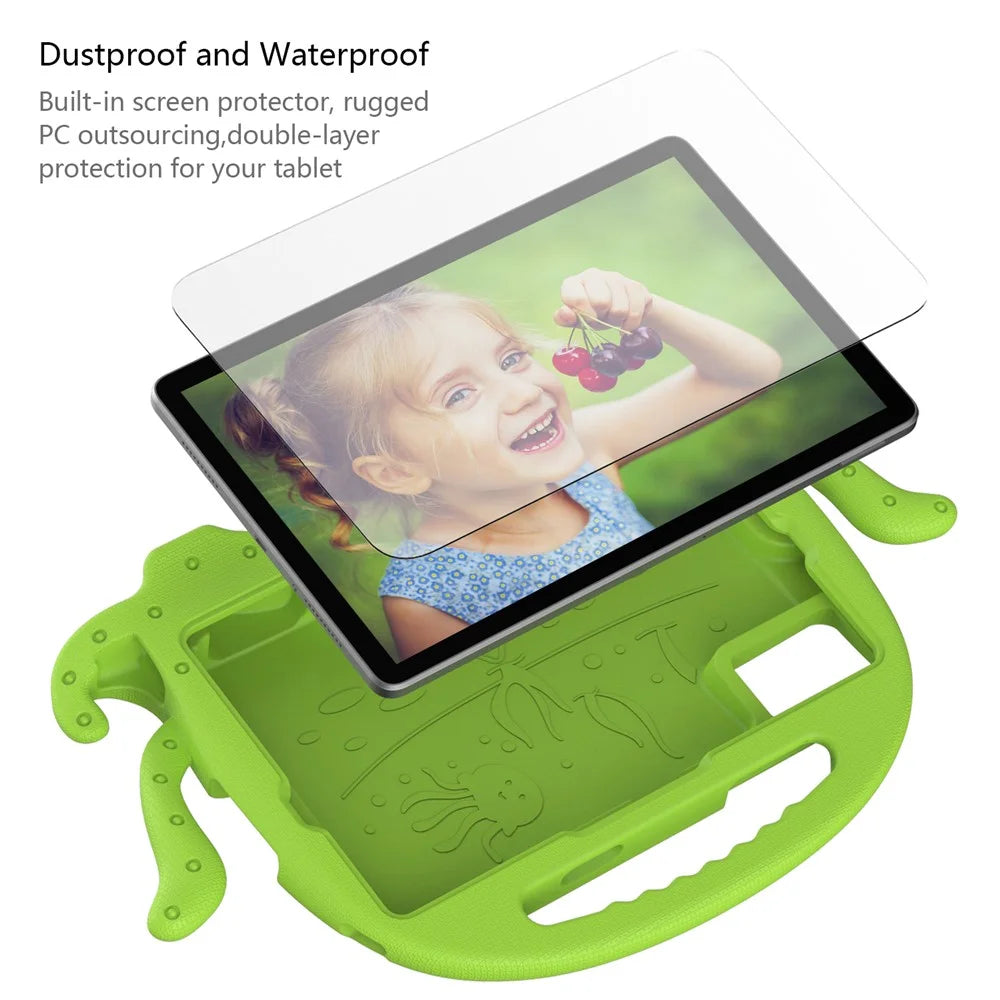 For Samsung Galaxy Tab A11+ / A9+ / S7 / S8 / S9 / S10 FE / S9 FE / Redmi Pad SE / Pad 2 11 / Pad 6 / Lenovo Tab K11 Gen 2 / Idea Tab / Xiaoxin Pad 11 2025 EVA Case Cartoon Octopus Tablet Cover - Green - 6