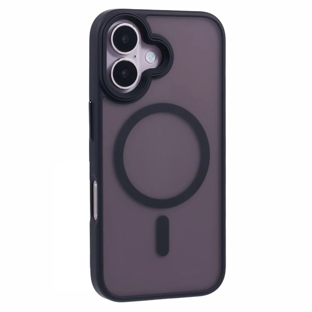 For iPhone 16 Case Compatible with MagSafe TPU+PC Rubberized Finish Phone Cover - Black - 1