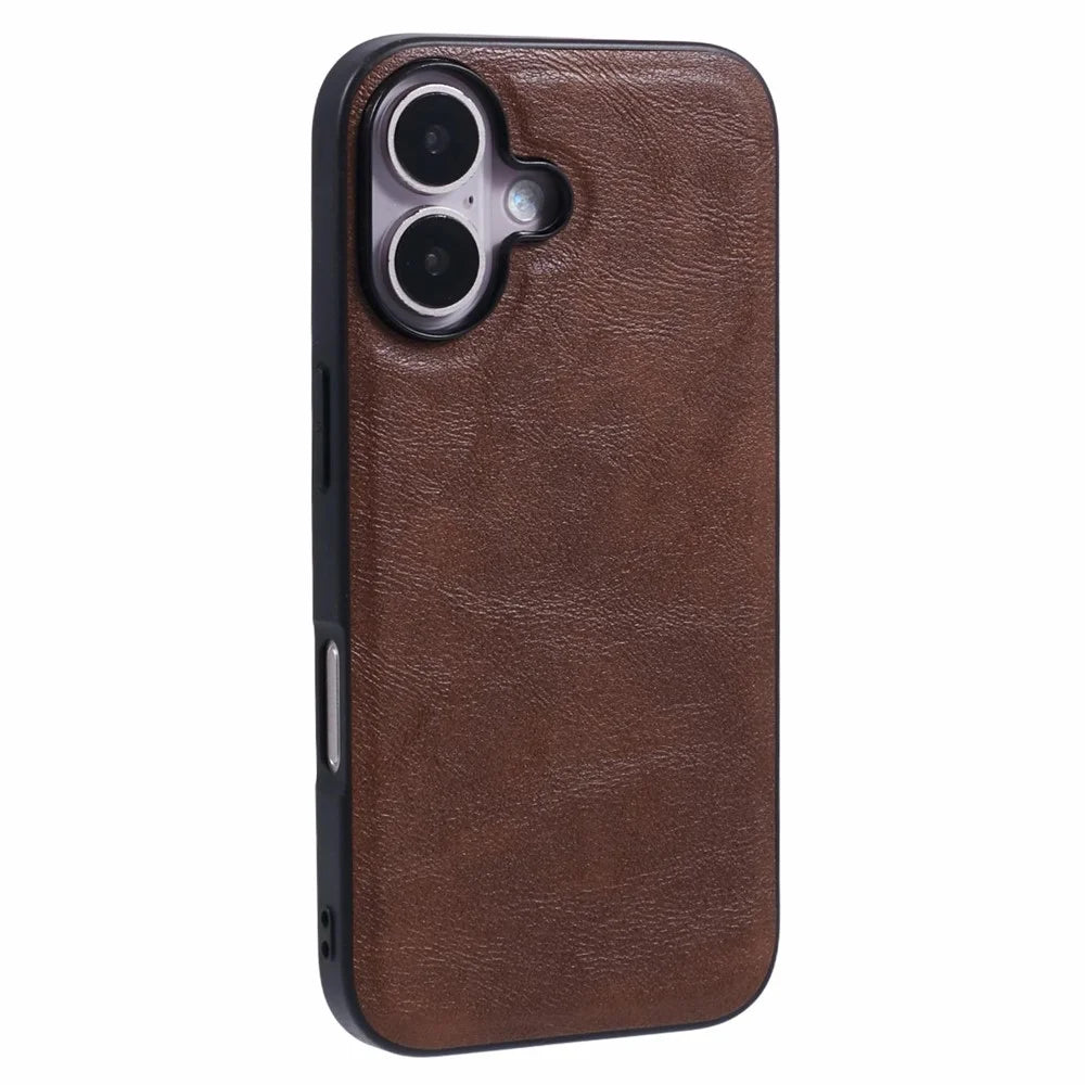 X-LEVEL Bojue-3 Series For iPhone 16 Case Compatible with MagSafe Leather Coated PC+TPU Phone Cover - Brown - 1