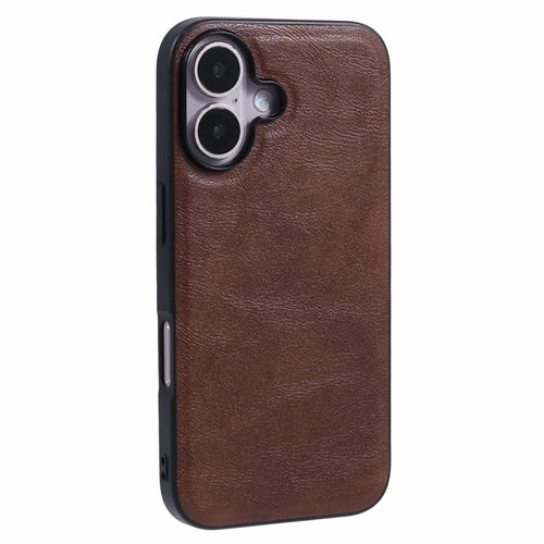 X-LEVEL Bojue-3 Series For iPhone 16 Case Compatible with MagSafe Leather Coated PC+TPU Phone Cover - Brown - 1