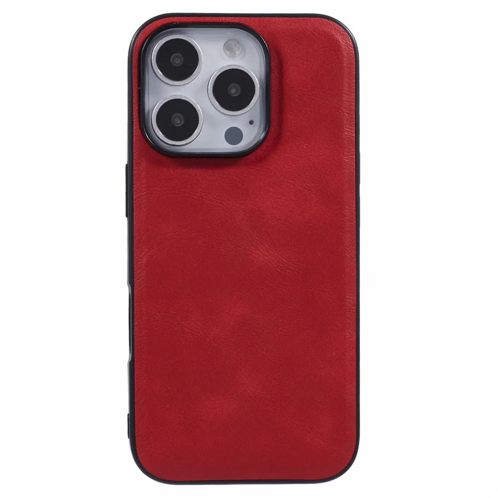 X-LEVEL Bojue-3 Series For iPhone 16 Pro Case Compatible with MagSafe Leather Coated PC+TPU Phone Cover - Red - 3
