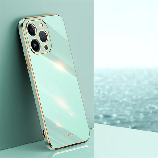 XINLI For iPhone 16 Pro Max Case TPU Phone Cover with Electroplating Frame - Cyan - 2