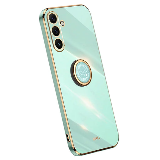 XINLI For Samsung Galaxy A16 5G / A16 4G Case Ring Kickstand Electroplating TPU Phone Cover - Cyan - 1