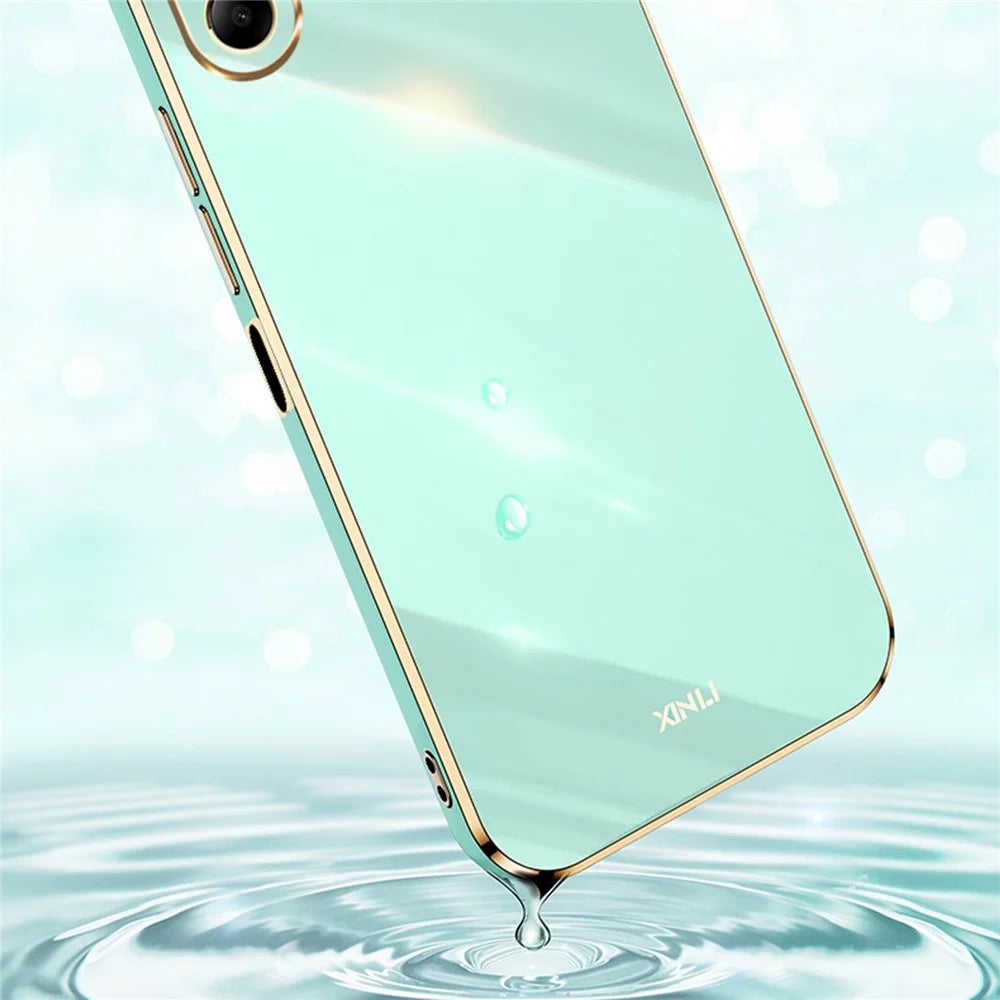 XINLI For Samsung Galaxy A06 4G Case TPU Phone Cover with Electroplating Frame - Cyan - 3