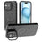 For iPhone 16 Plus Magnetic Case PC Kickstand Ripple Texture TPU Phone Cover - Black - 1