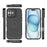 For iPhone 16 Plus Magnetic Case PC Kickstand Ripple Texture TPU Phone Cover - Black - 6