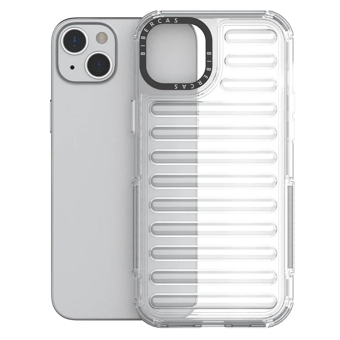 For iPhone 15 Case Stripe Design Anti-Slip Detachable TPU+PC Phone Cover - Transparent - 3