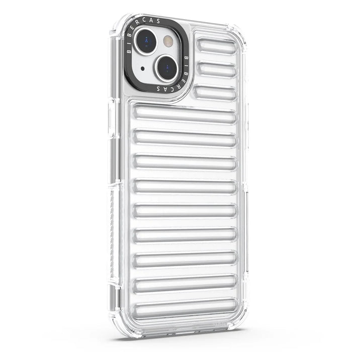 For iPhone 15 Case Stripe Design Anti-Slip Detachable TPU+PC Phone Cover - Transparent - 4