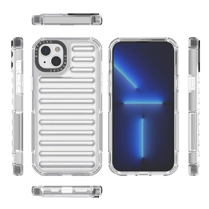For iPhone 15 Case Stripe Design Anti-Slip Detachable TPU+PC Phone Cover - Transparent - 6