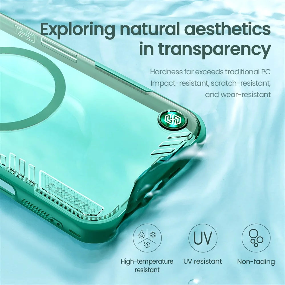 NILLKIN Iceblade CamProp Magnetic Series For iPhone 16 Pro Max Case Compatible with MagSafe PC+TPU Phone Cover Slide Lens Lid - Green - 7