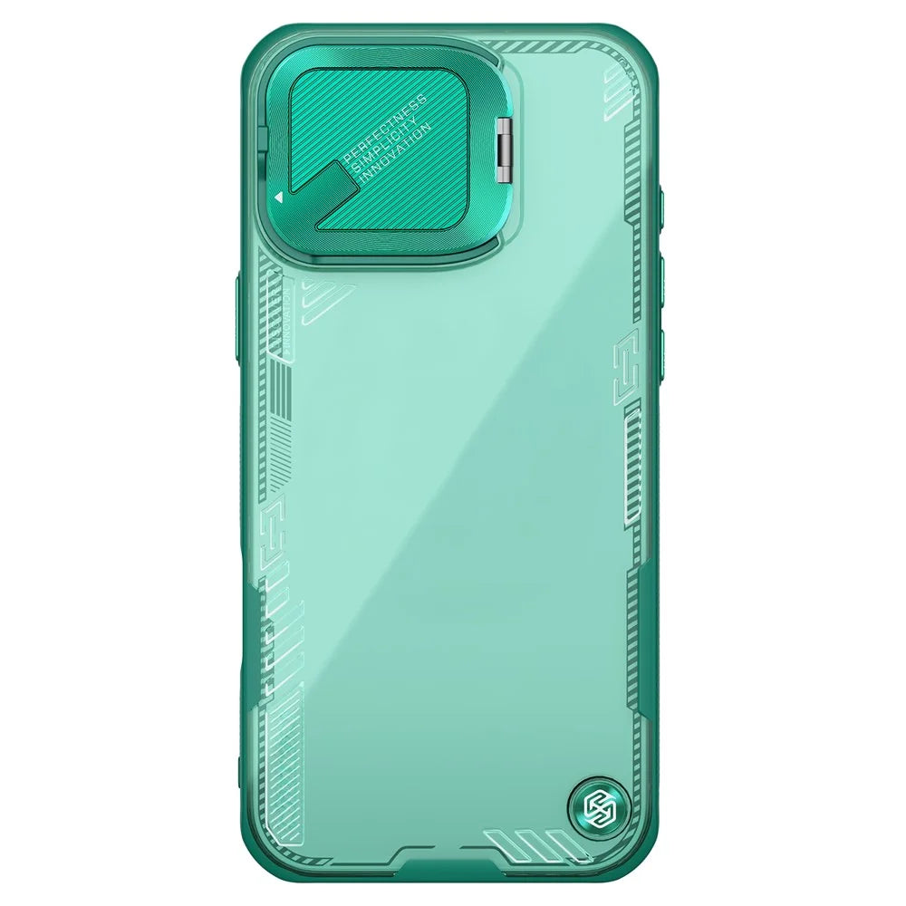 NILLKIN Iceblade CamProp for iPhone 16 Pro Max Case PC+TPU Phone Shell with Lens Cover Kickstand - Green - 3