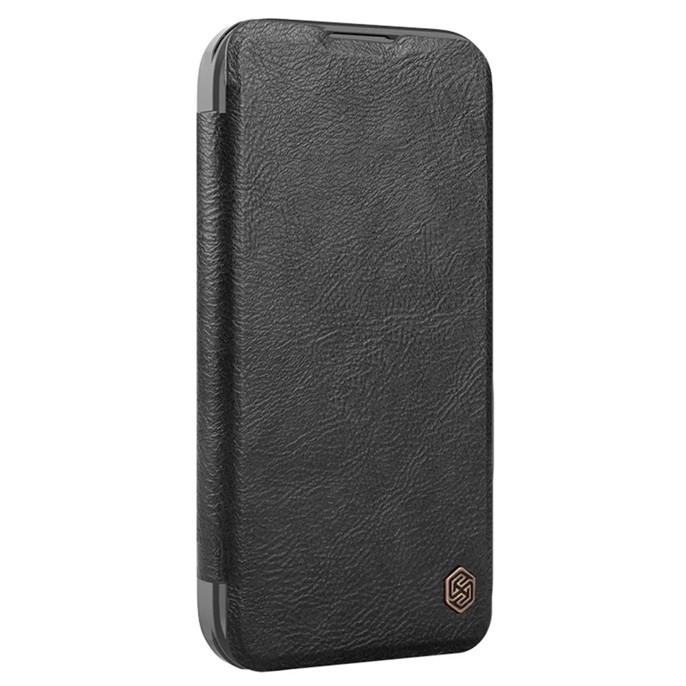 NILLKIN Qin Prop Series for iPhone 16 Pro Max Leather Case Lens Kickstand Phone Cover - Black - 4