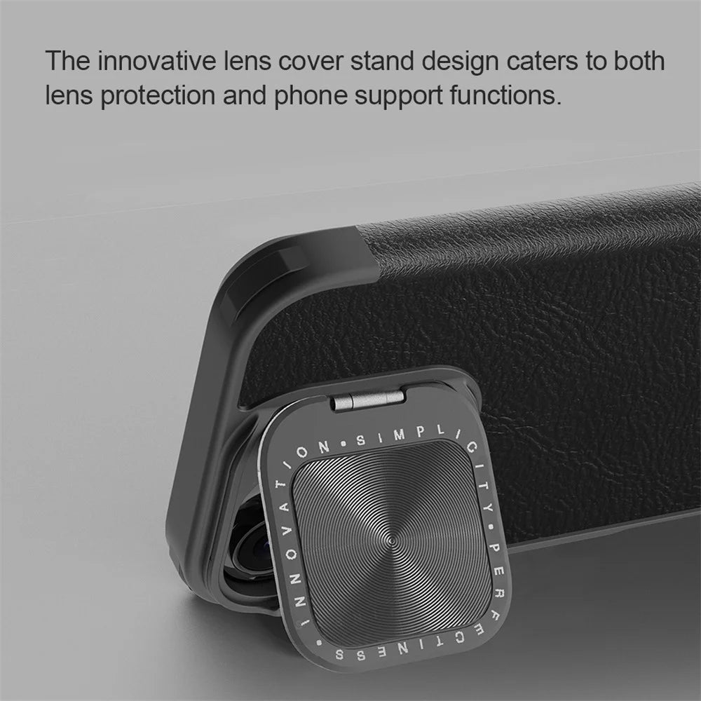 NILLKIN Qin Prop Series for iPhone 16 Pro Max Leather Case Lens Kickstand Phone Cover - Black - 6