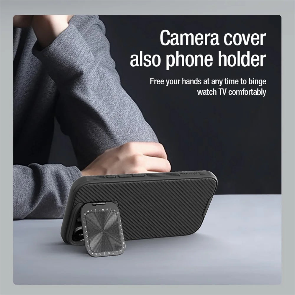 NILLKIN Camshield Prop Magnetic Series for iPhone 16 Pro Case Compatible with MagSafe PC+TPU Phone Cover with Camera Cover - Black - 7