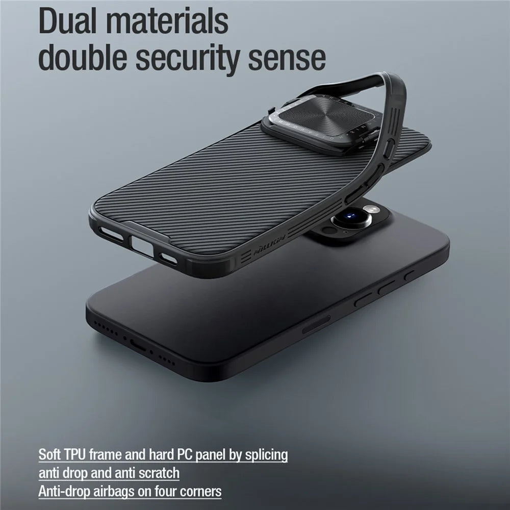 NILLKIN Camshield Prop Series for iPhone 16 Pro Case Slide Camera Protection PC + TPU Phone Cover - Black - 7