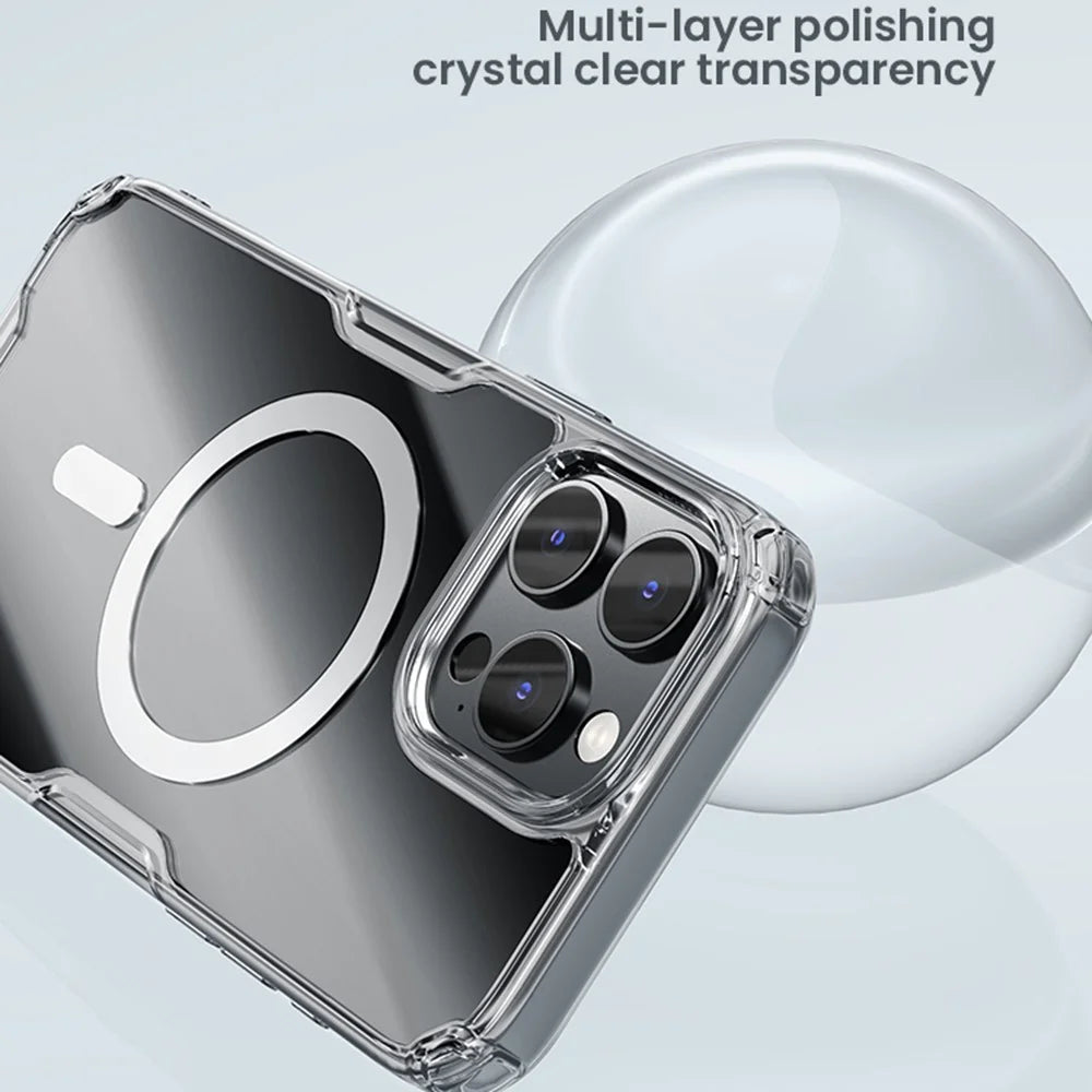 NILLKIN Pro Series for iPhone 16 Pro Case Compatible with MagSafe TPU+PC Ultra Clear Phone Case - Transparent - 5