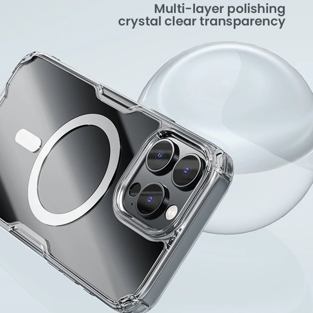 NILLKIN Pro Series for iPhone 16 Pro Max Case Compatible with MagSafe TPU+PC Ultra Clear Phone Case - Transparent - 5