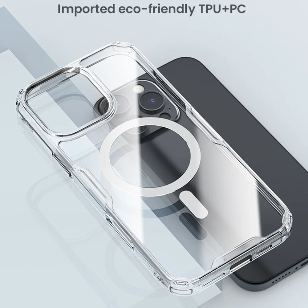 NILLKIN Pro Series for iPhone 16 Pro Max Case Compatible with MagSafe TPU+PC Ultra Clear Phone Case - Transparent - 6